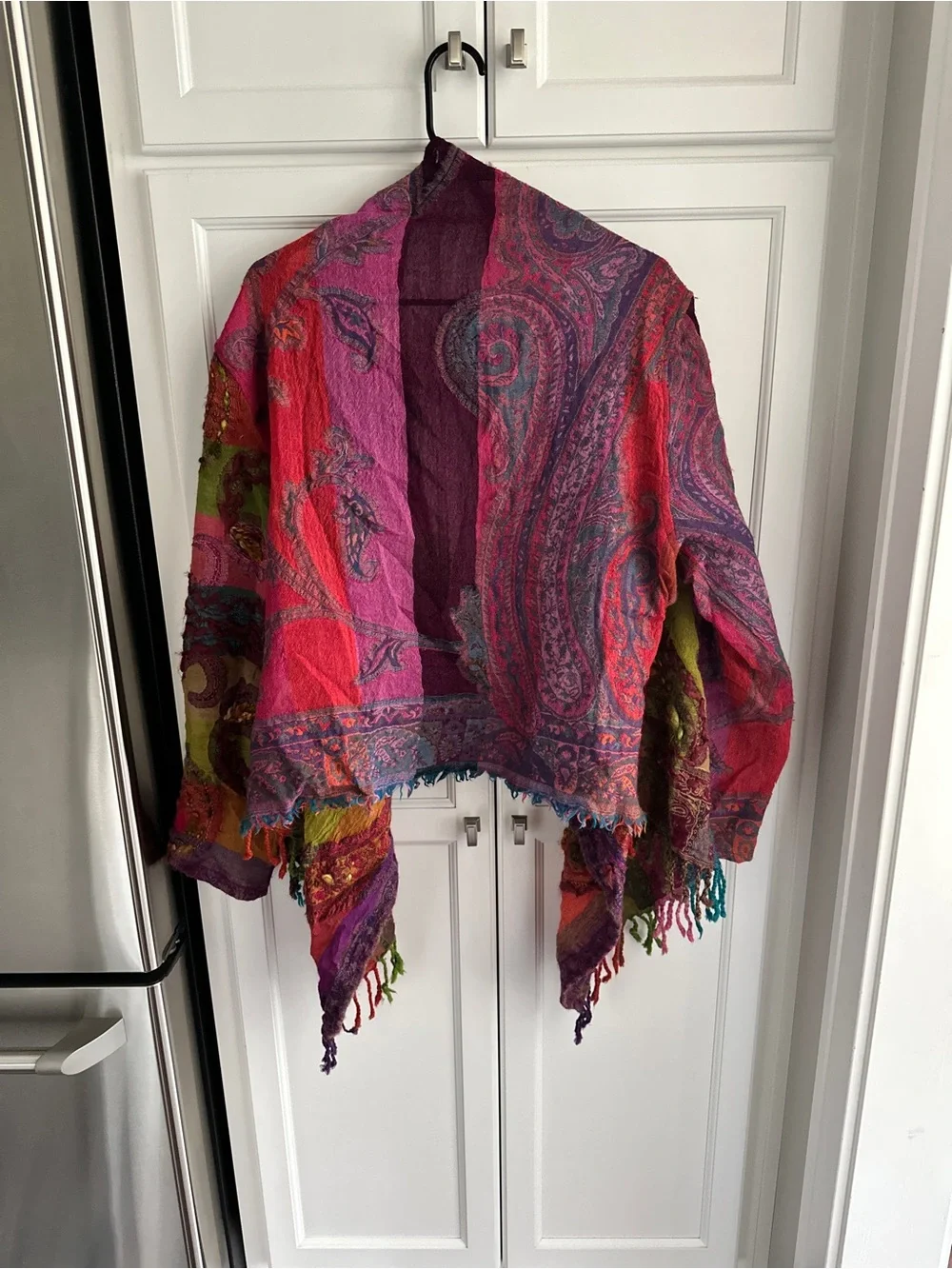 Anu Multicolor Wool Jacket Art to Wear Boho size XL